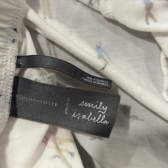 ANTHROPOLOGIE Briar Piped Pajama Set Ice Skaters Art Emily Isabella XL - Picture 6 of 7